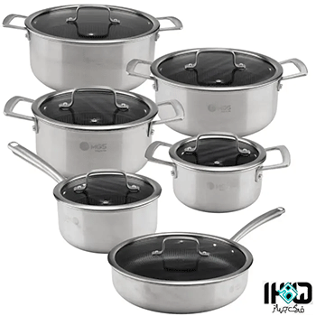 سرویس قابلمه 12 پارچه استیل کف لیزری ام جی اس  CWS3112
